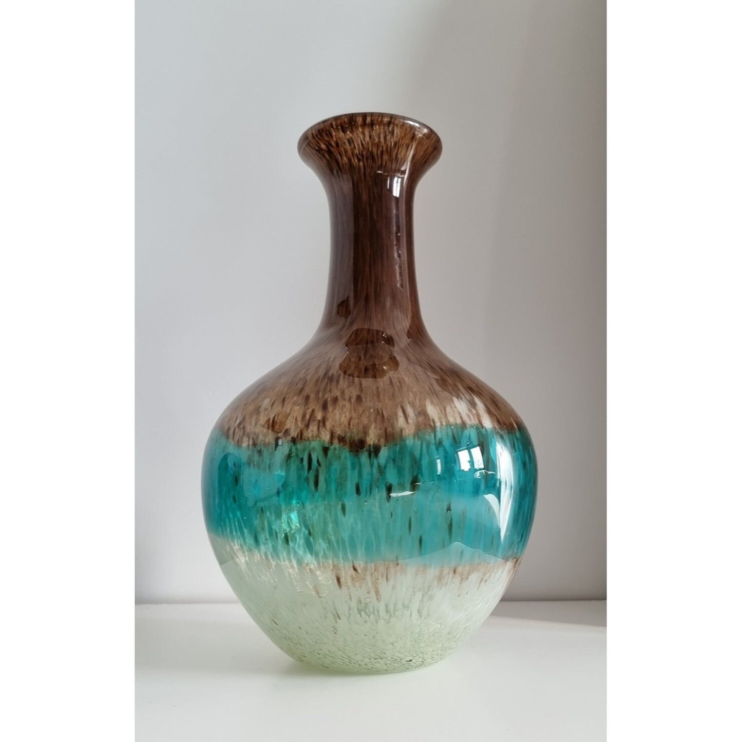 Vintage Three Colour Mottled Art Glass Vase