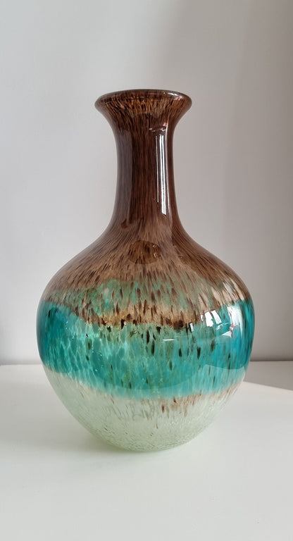 Vintage Three Colour Mottled Art Glass Vase