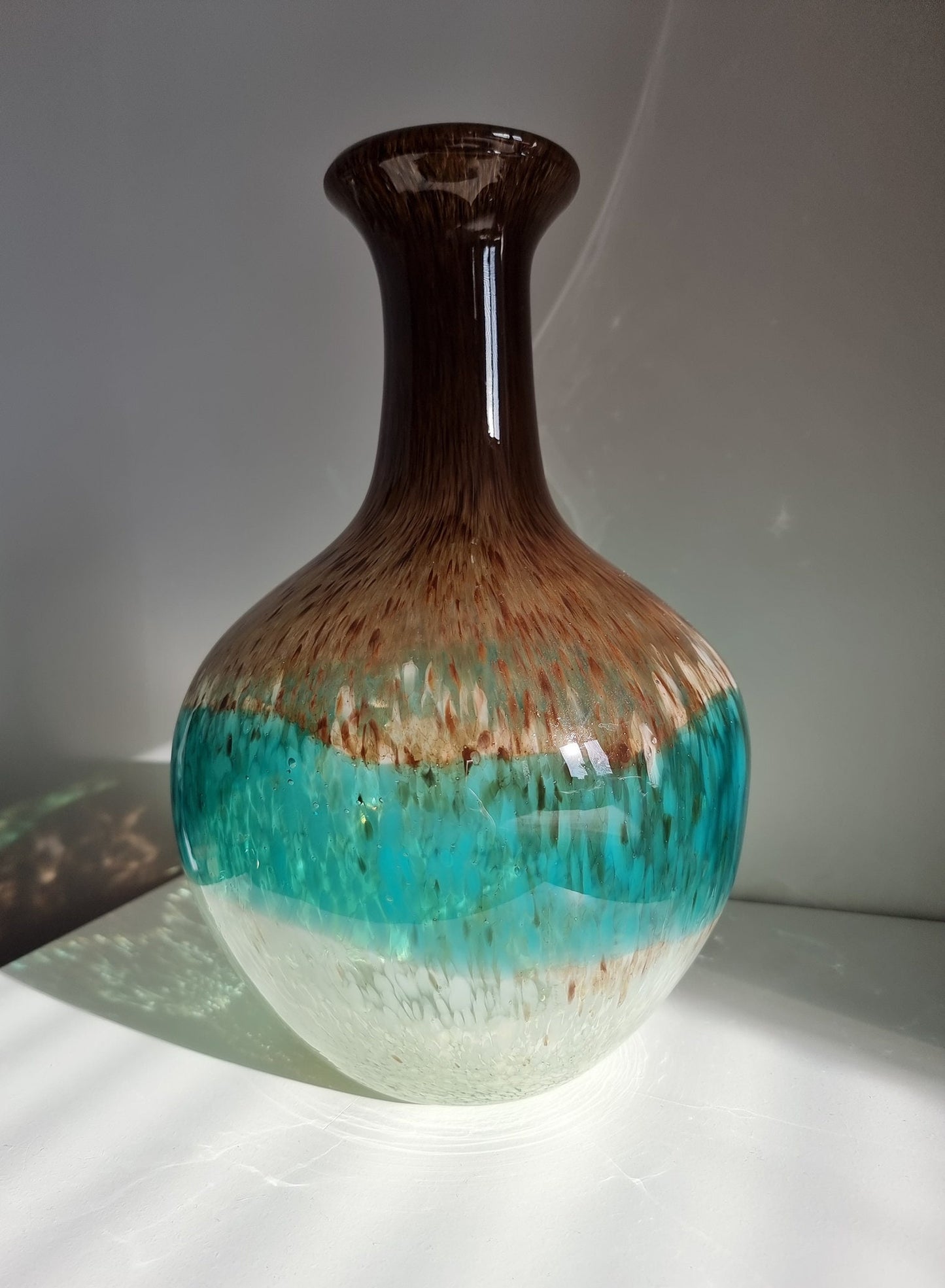 Vintage Three Colour Mottled Art Glass Vase