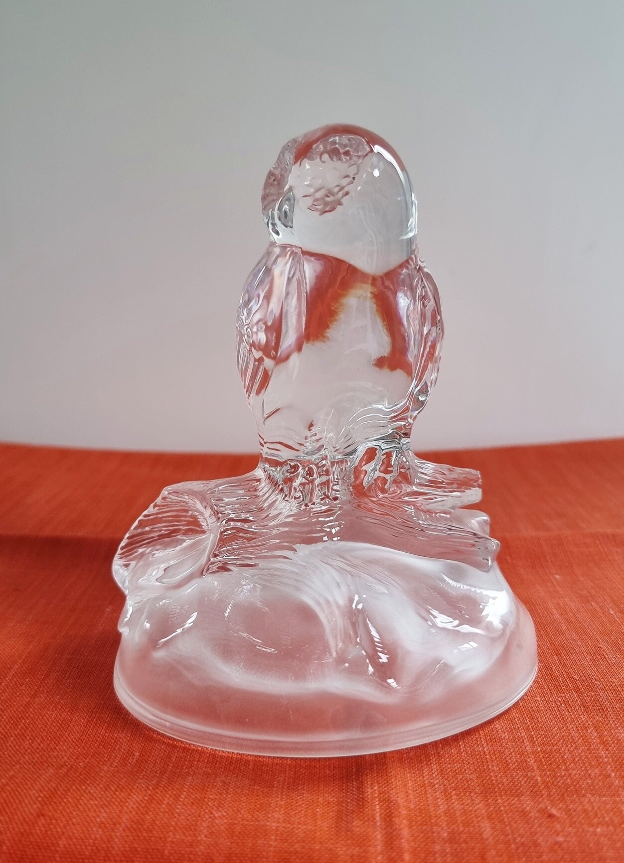 Vintage Cristal d'Arques French Lead Crystal Glass Owl Sculpture