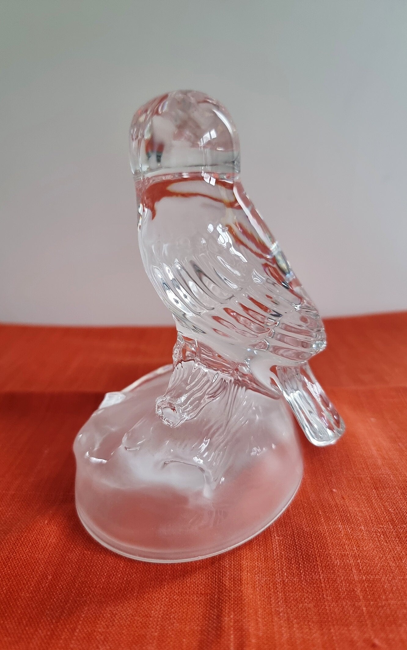 Vintage Cristal d'Arques French Lead Crystal Glass Owl Sculpture