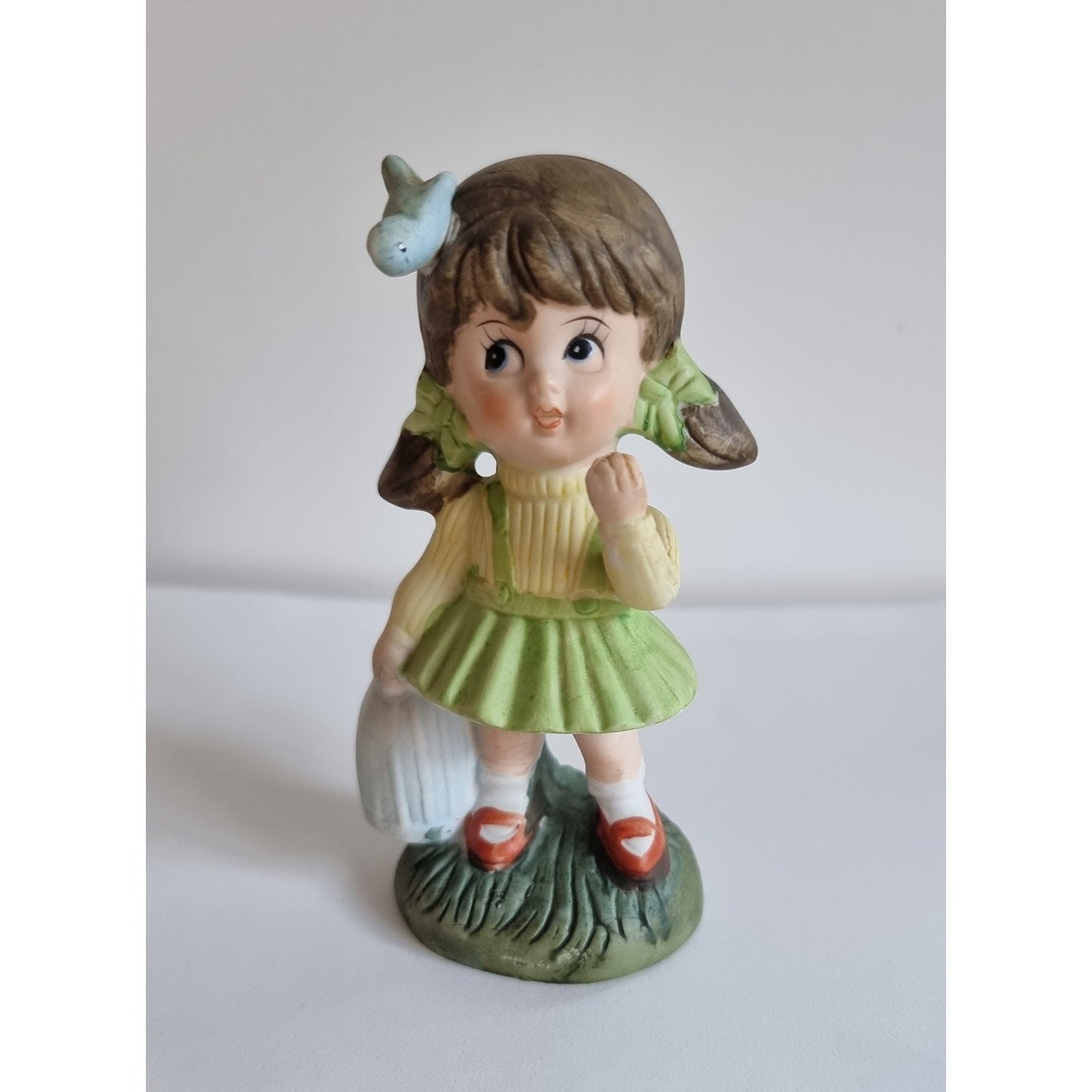 Vintage HOMCO Girl Figurine With Bird & Birdcage