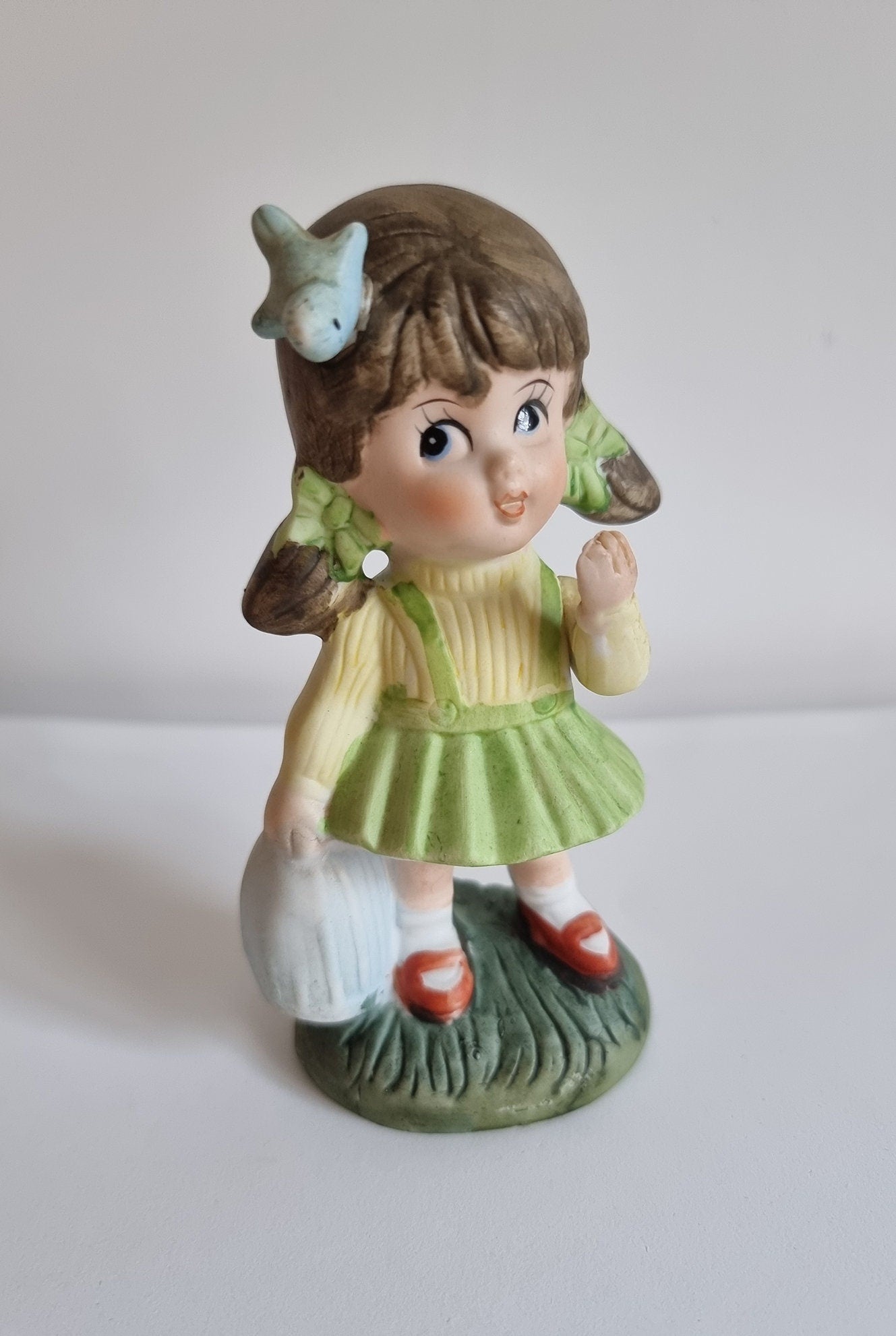 Vintage HOMCO Girl Figurine With Bird & Birdcage