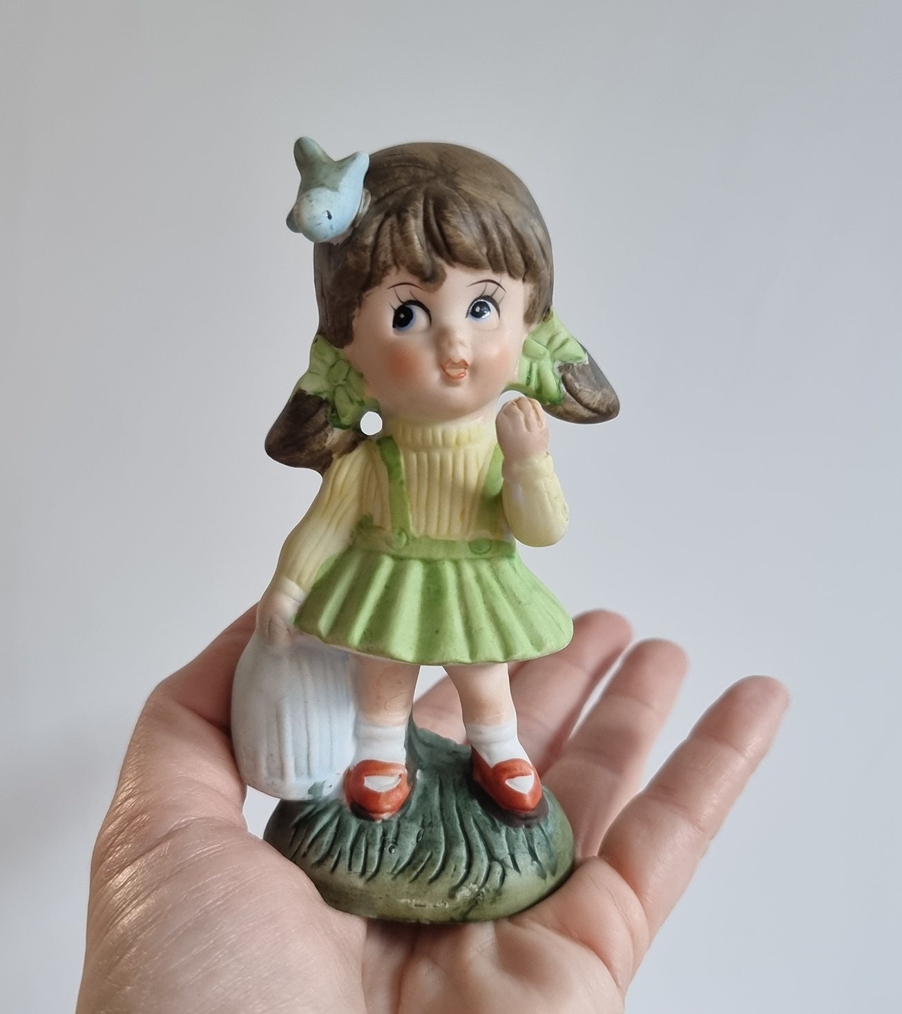 Vintage HOMCO Girl Figurine With Bird & Birdcage