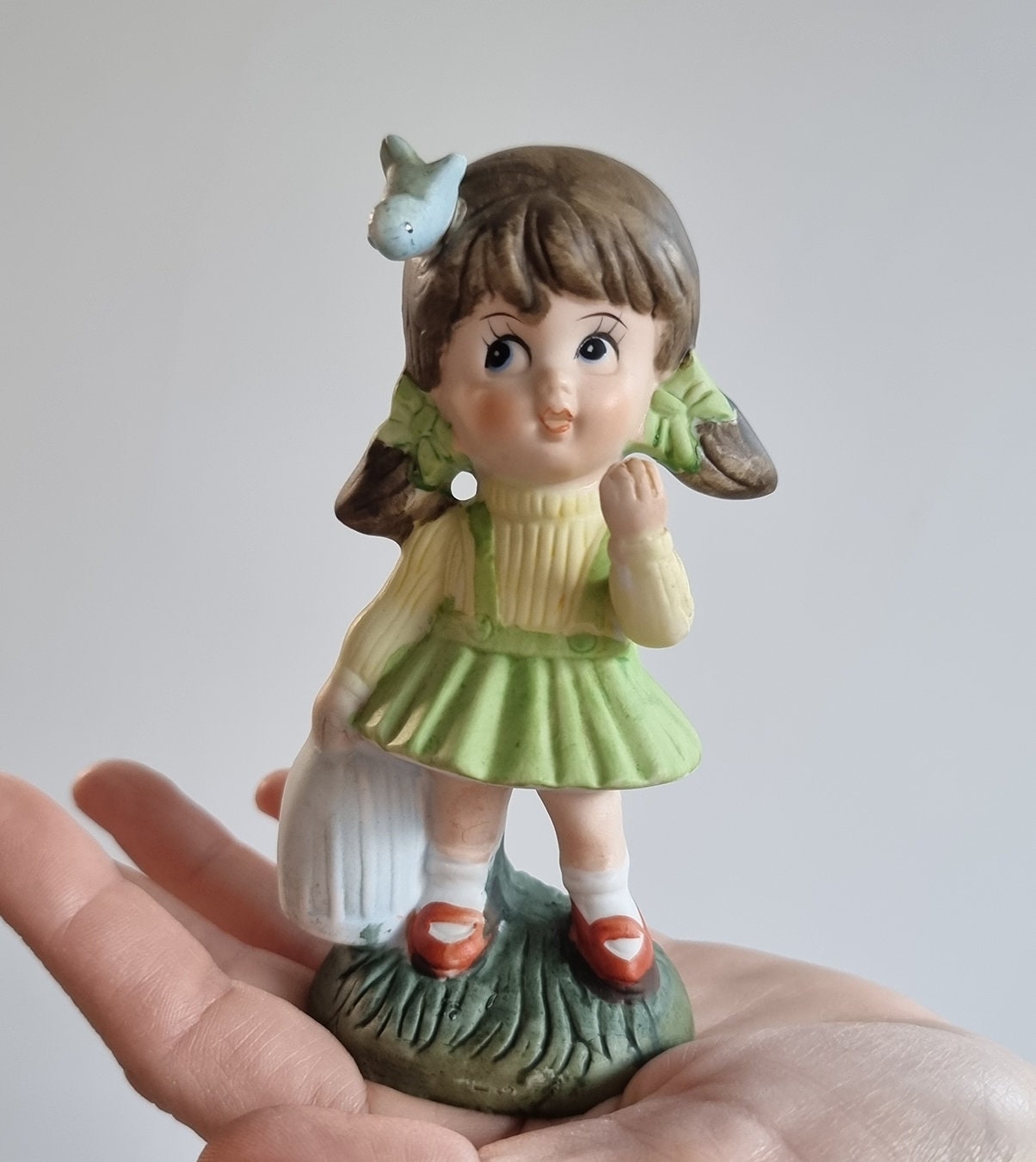 Vintage HOMCO Girl Figurine With Bird & Birdcage