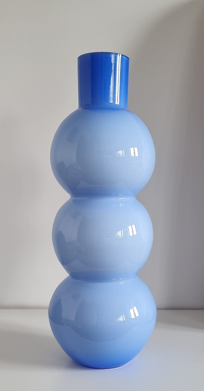 Mid-Century Retro Large Three Bubble Cased Art Glass Vase