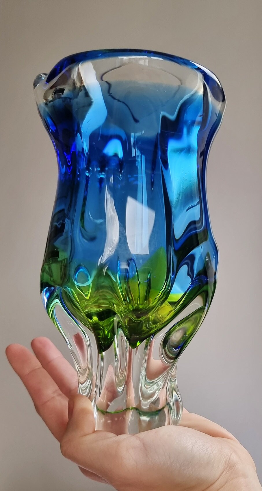 Vintage Art Glass Vase By Josef Hospodka For Chribska Glassworks