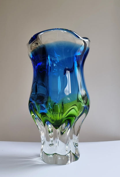 Vintage Art Glass Vase By Josef Hospodka For Chribska Glassworks