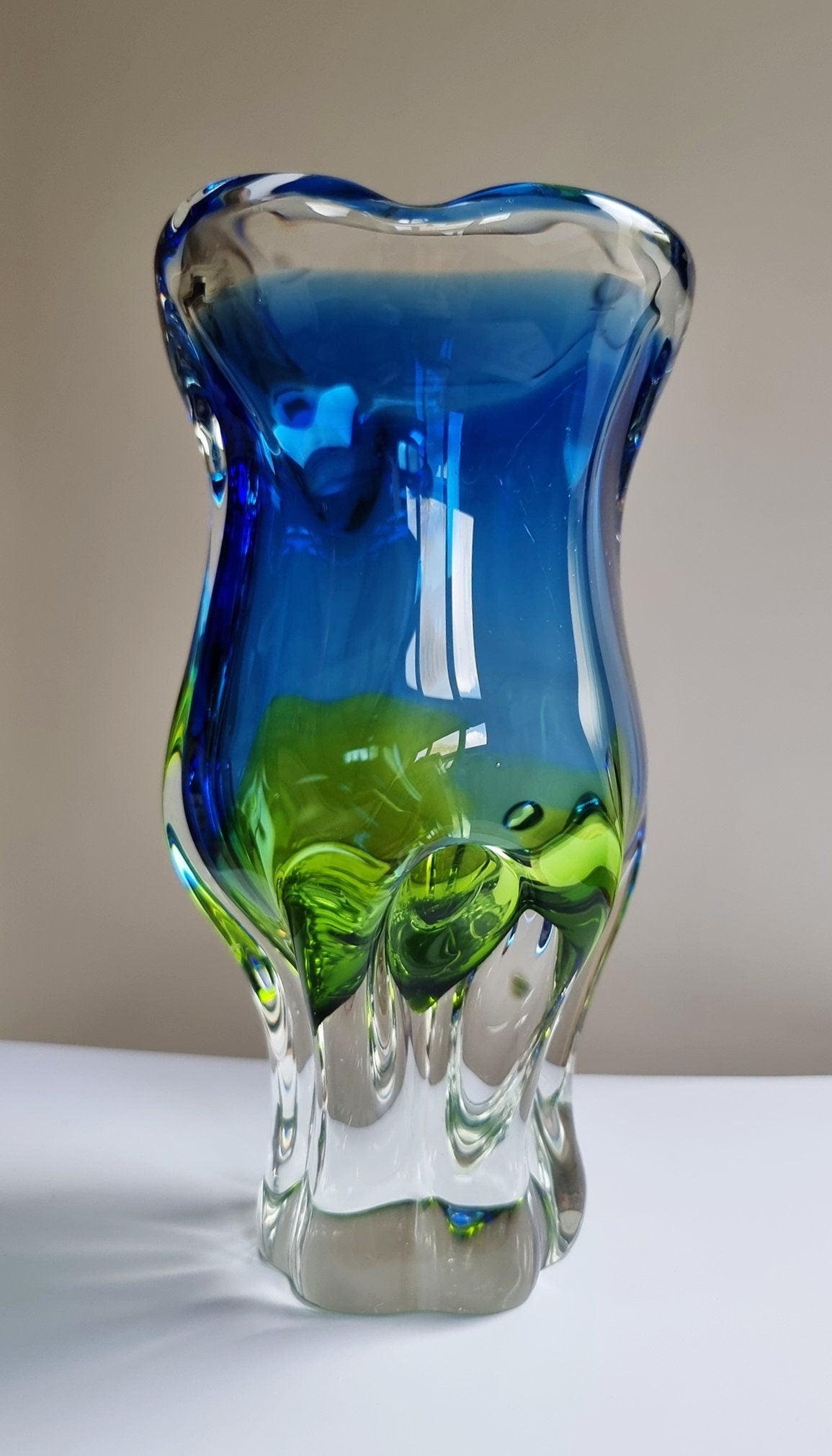 Vintage Art Glass Vase By Josef Hospodka For Chribska Glassworks