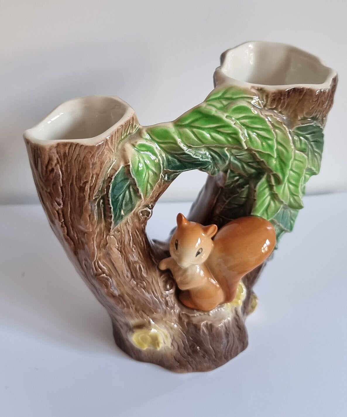 Vintage Hornsea Fauna Squirrel Double Vase