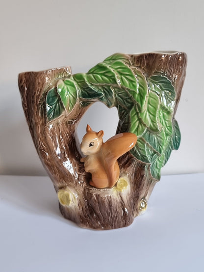 Vintage Hornsea Fauna Squirrel Double Vase