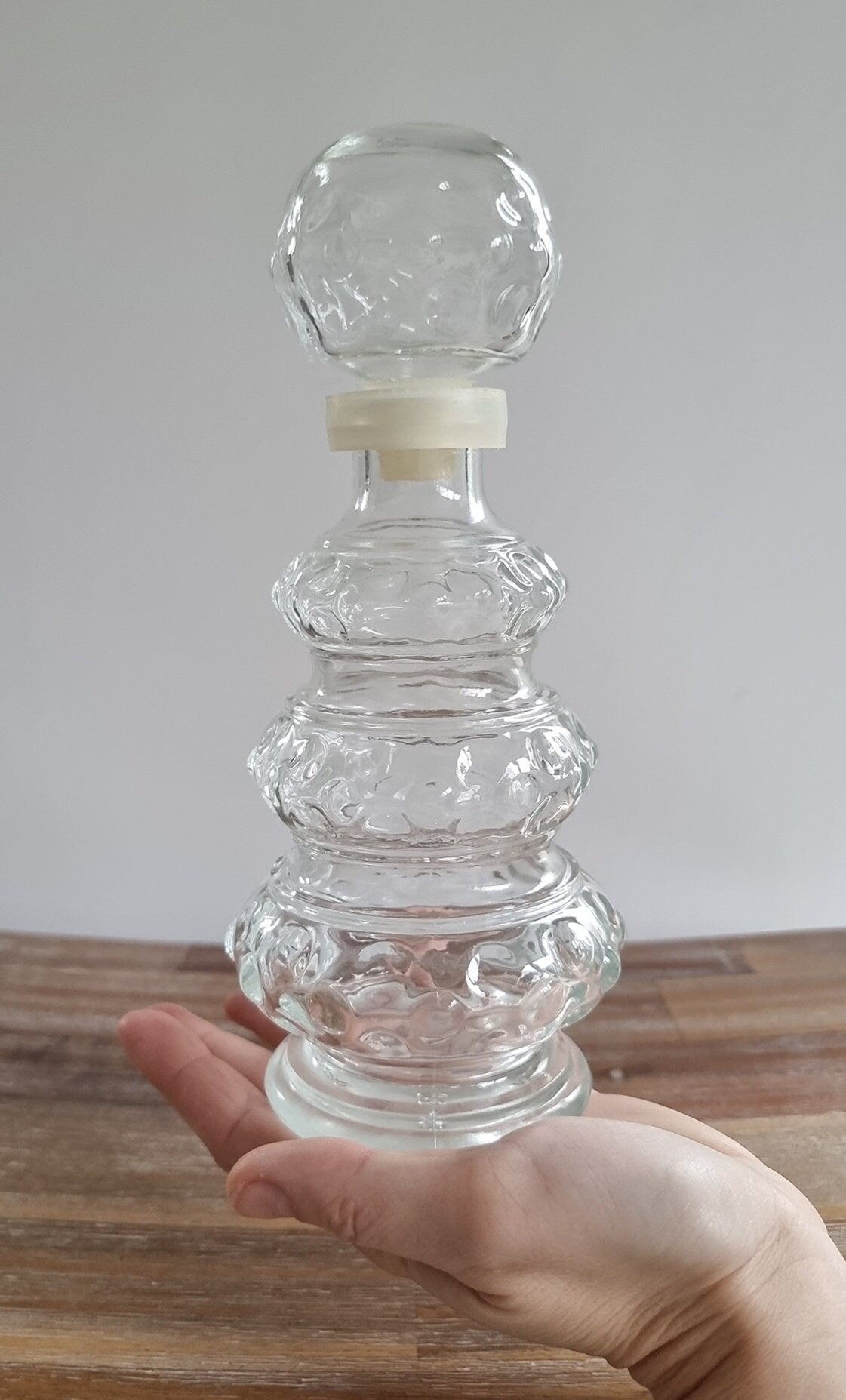 Vintage Italian Empoli Clear Glass Genie Bottle/Decanter