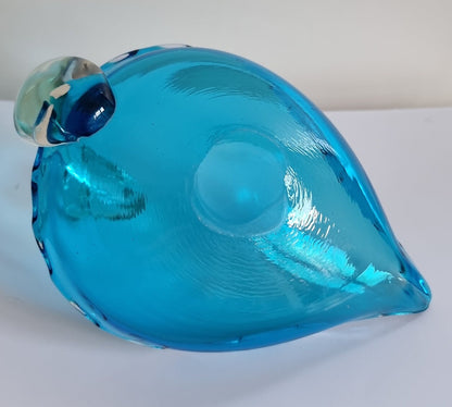 Vintage Turquoise/Clear Art Glass Swan Dish