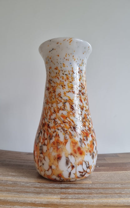 Retro Vintage Speckled Milk Glass Vase