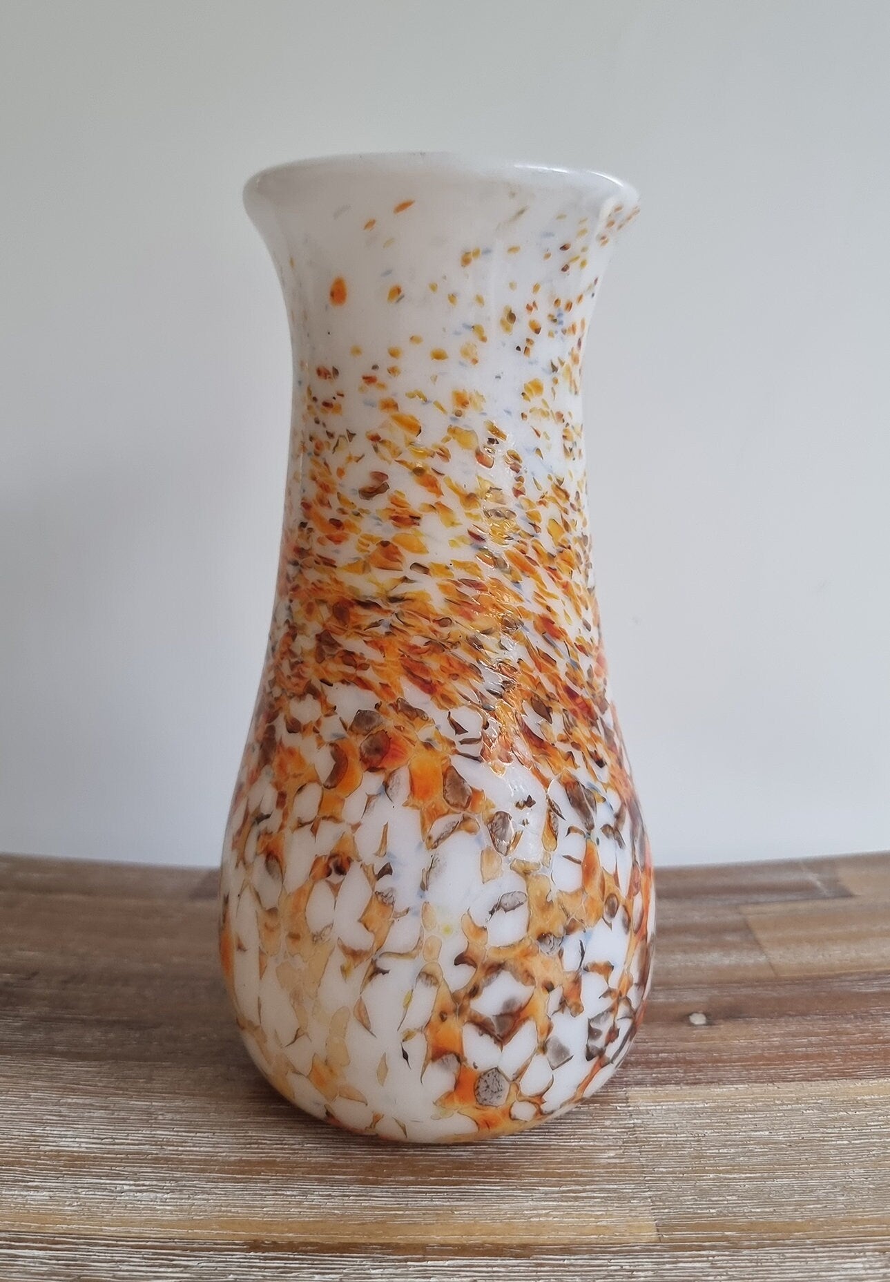 Retro Vintage Speckled Milk Glass Vase