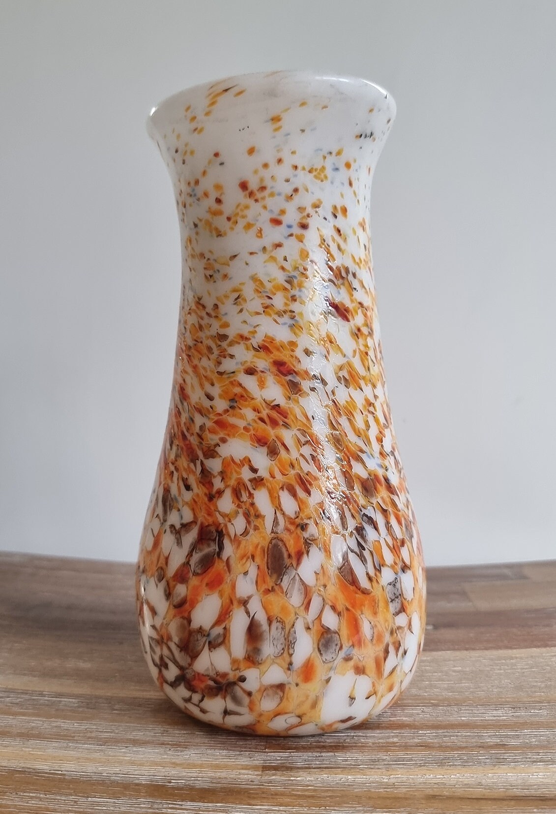 Retro Vintage Speckled Milk Glass Vase