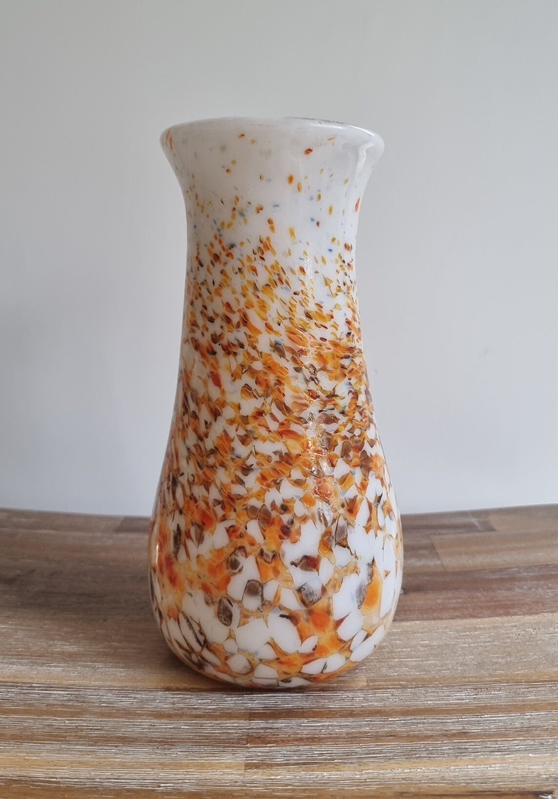 Retro Vintage Speckled Milk Glass Vase