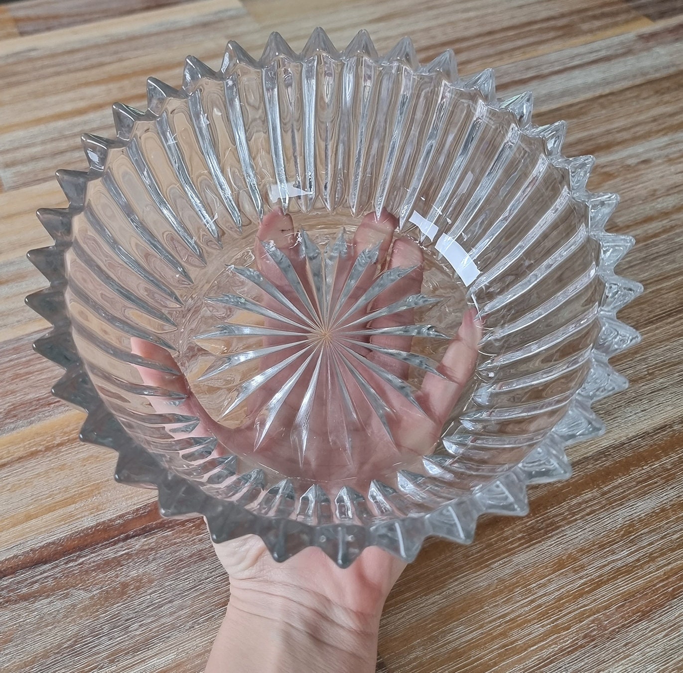 Mid Century Retro Cut Glass Bowl