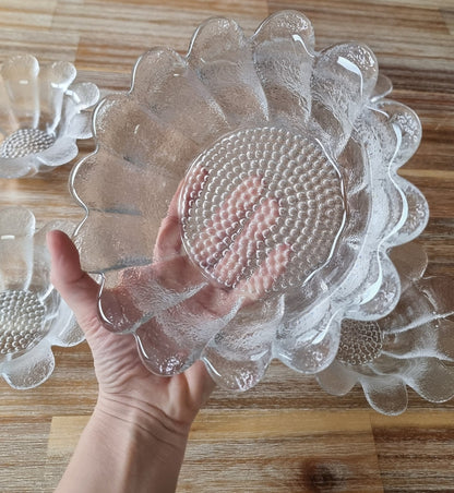 Set Of Five Vintage Dartington Daisy Crystal Glass Serving Bowls By Frank Thrower