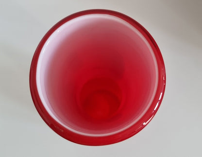 Retro Funky Pop Art Red/White Glass Vase