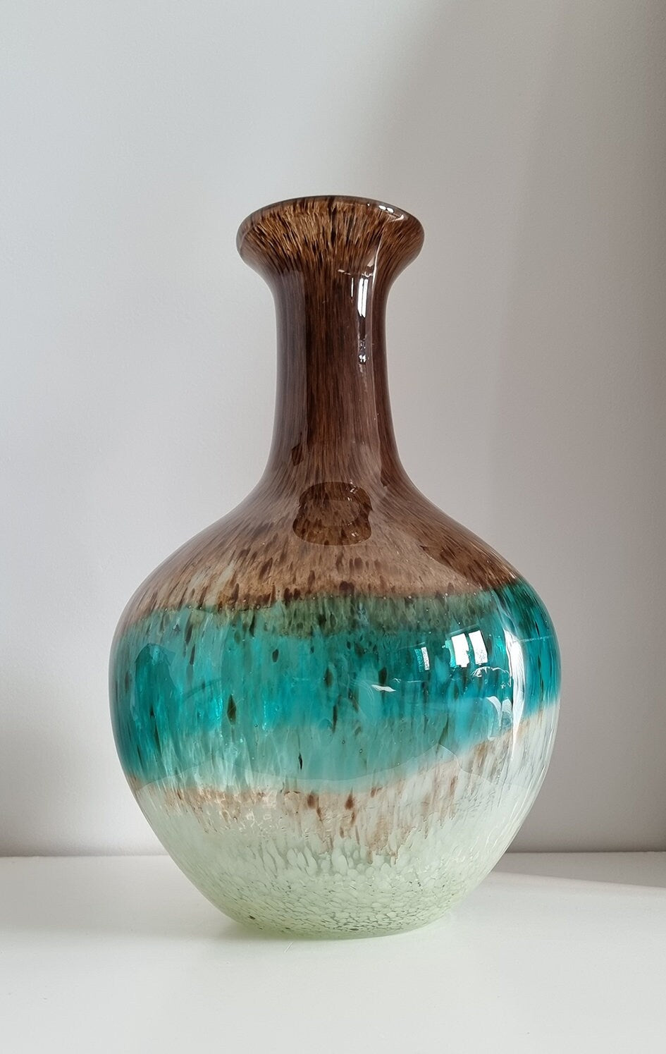 Vintage Three Colour Mottled Art Glass Vase