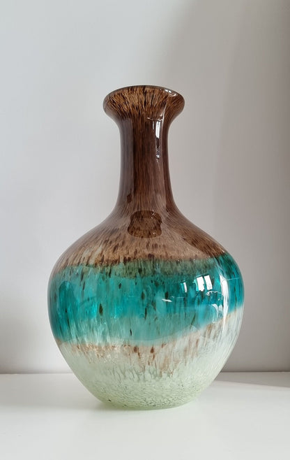 Vintage Three Colour Mottled Art Glass Vase