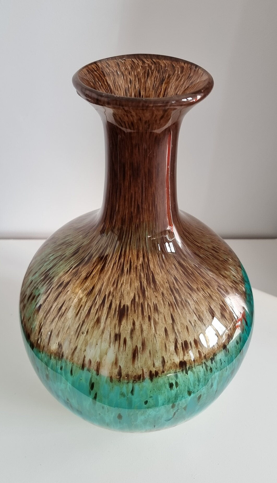 Vintage Three Colour Mottled Art Glass Vase