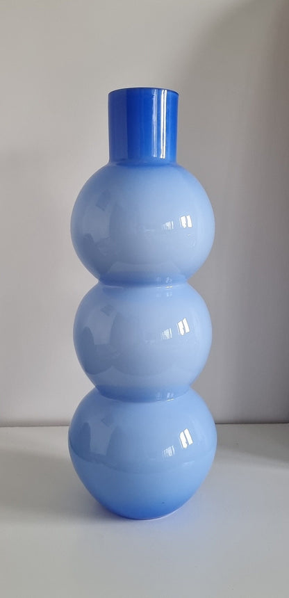 Mid-Century Retro Large Three Bubble Cased Art Glass Vase