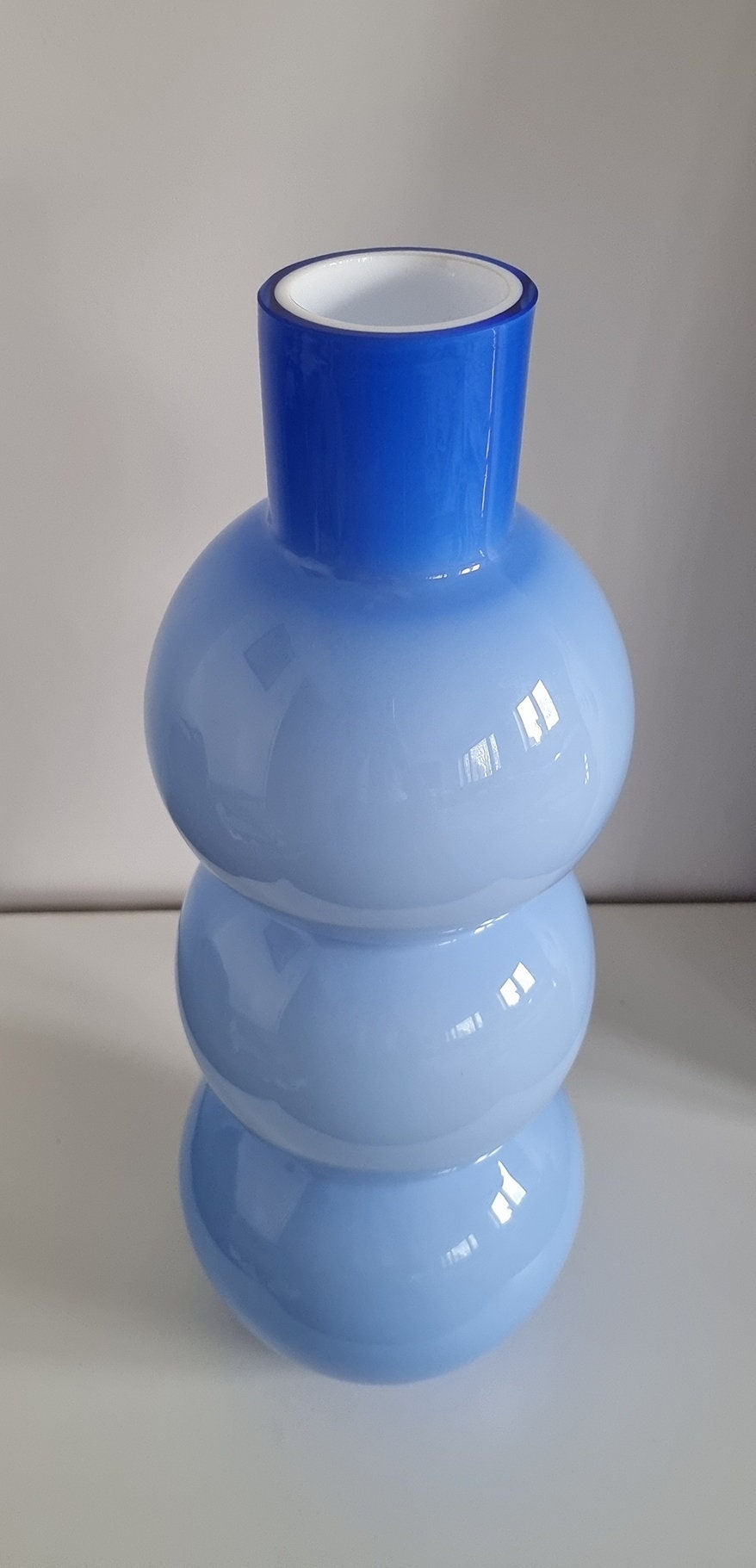 Mid-Century Retro Large Three Bubble Cased Art Glass Vase