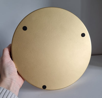 Retro Round Metal Serving Tray Decorated With Resin