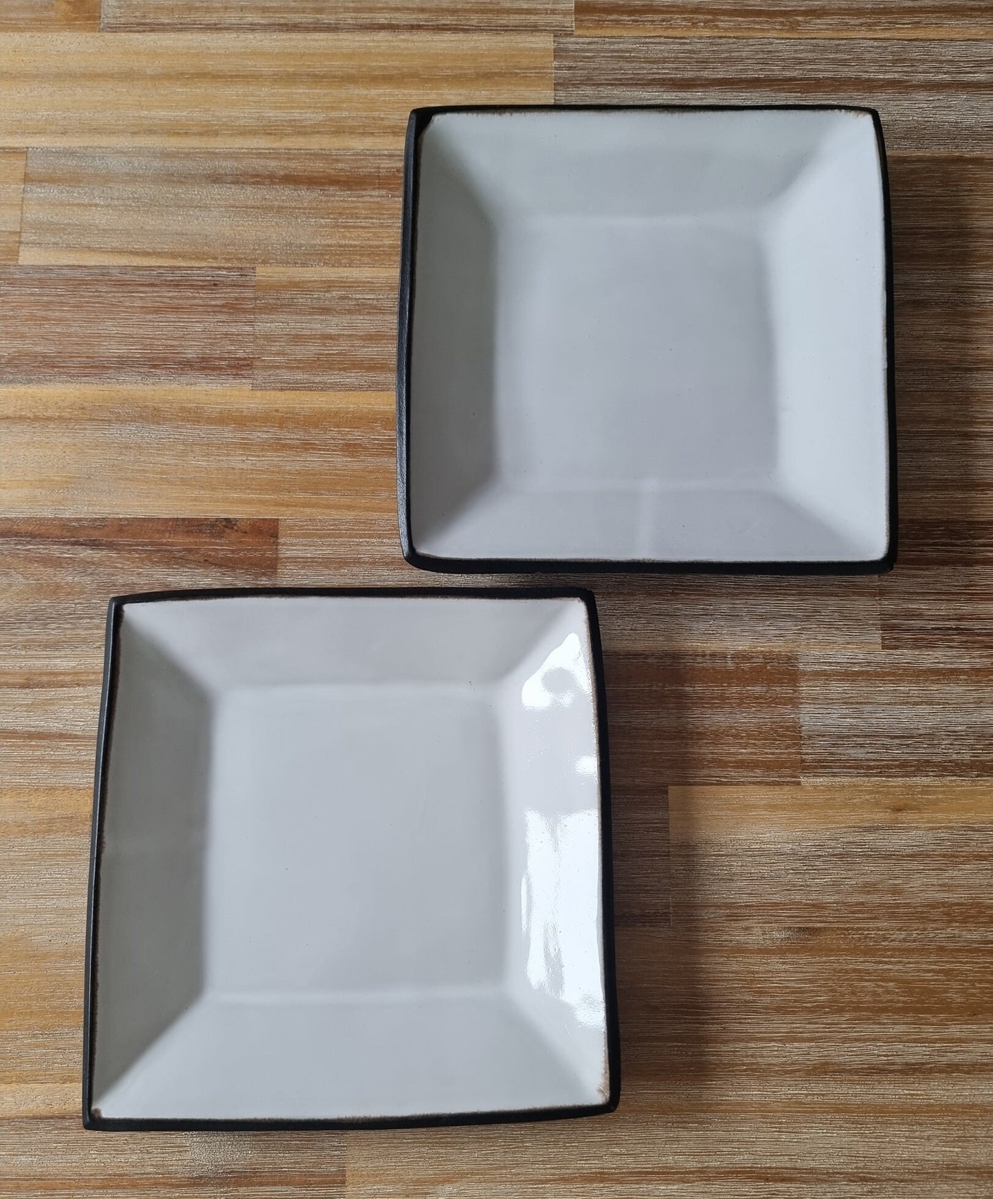 Pair Of Retro Studio Pottery Square Serving Plates/Dishes