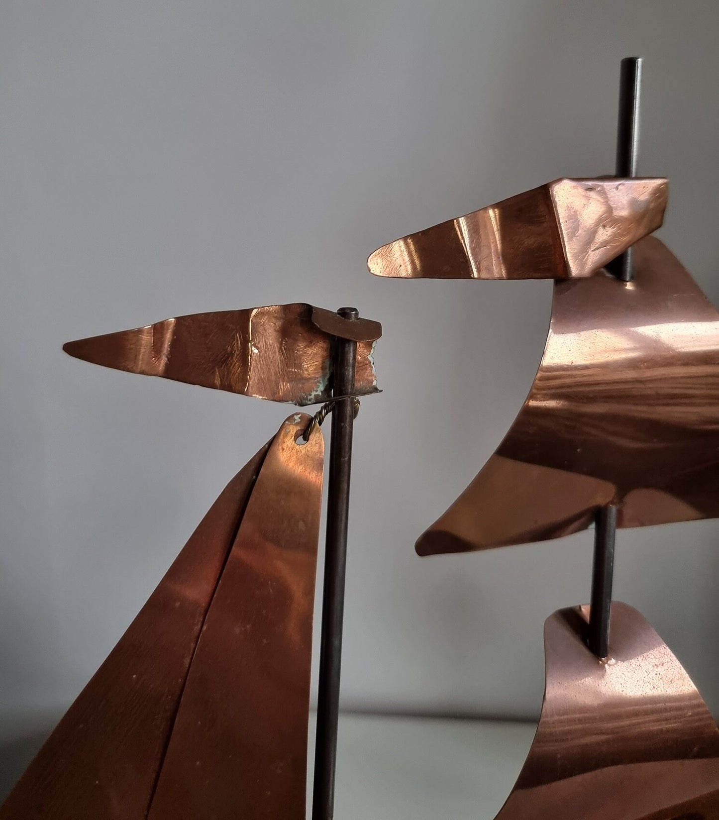 Vintage Copper & Wood Sailing Boat/Ship Sculpture