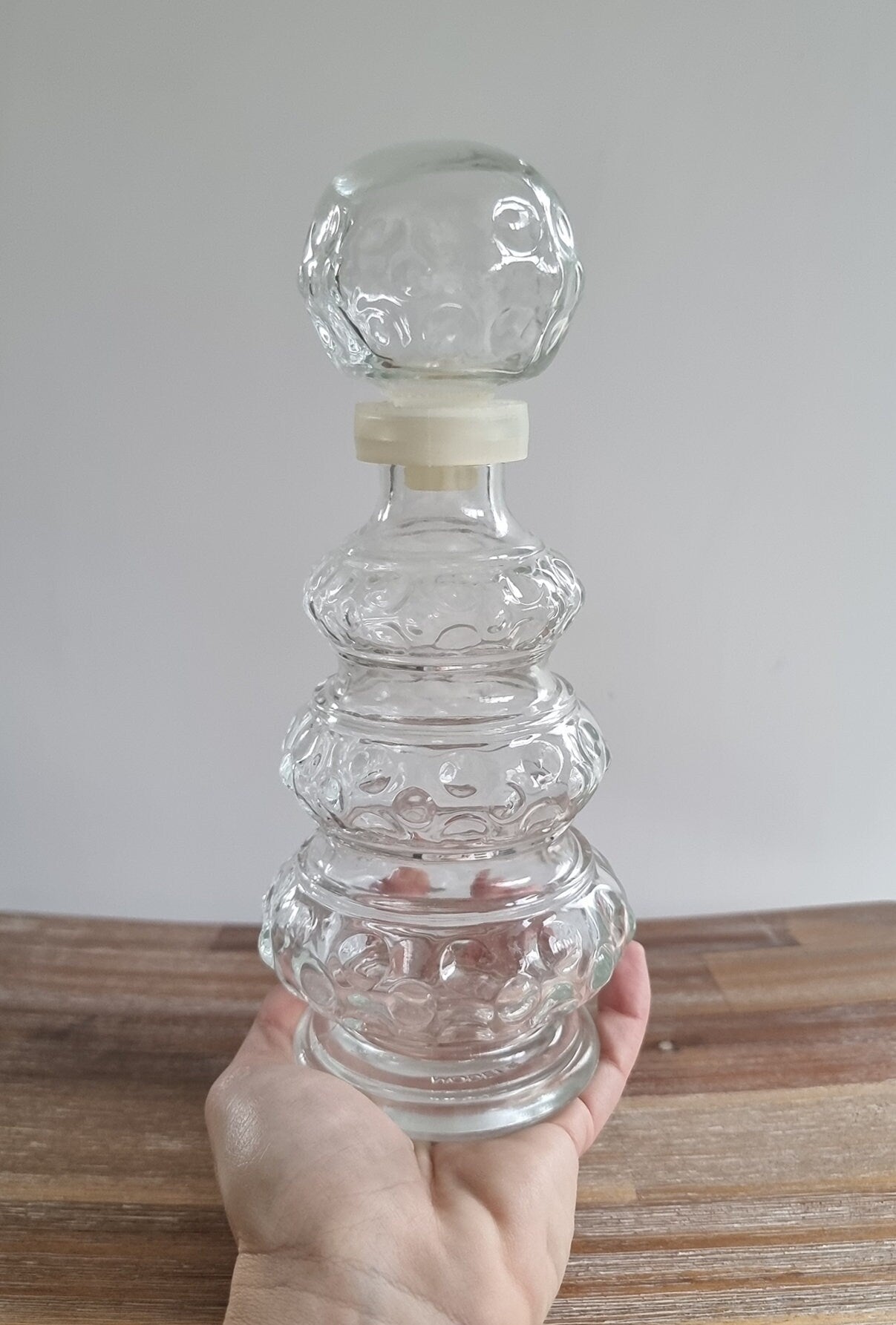 Vintage Italian Empoli Clear Glass Genie Bottle/Decanter