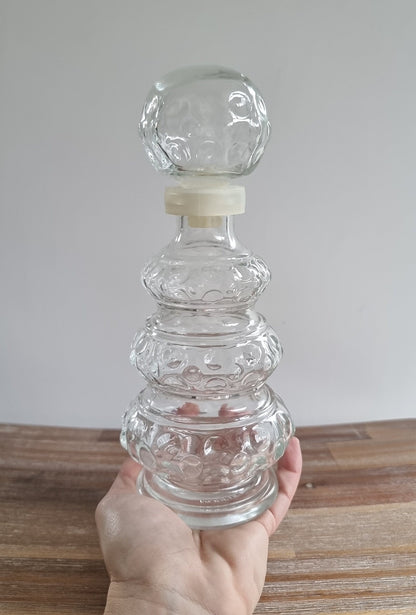 Vintage Italian Empoli Clear Glass Genie Bottle/Decanter