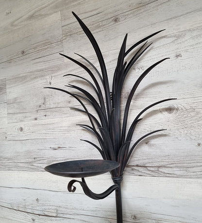 Vintage Palm Leaf Wall Candle Holder, Large Metal Wall Sconce