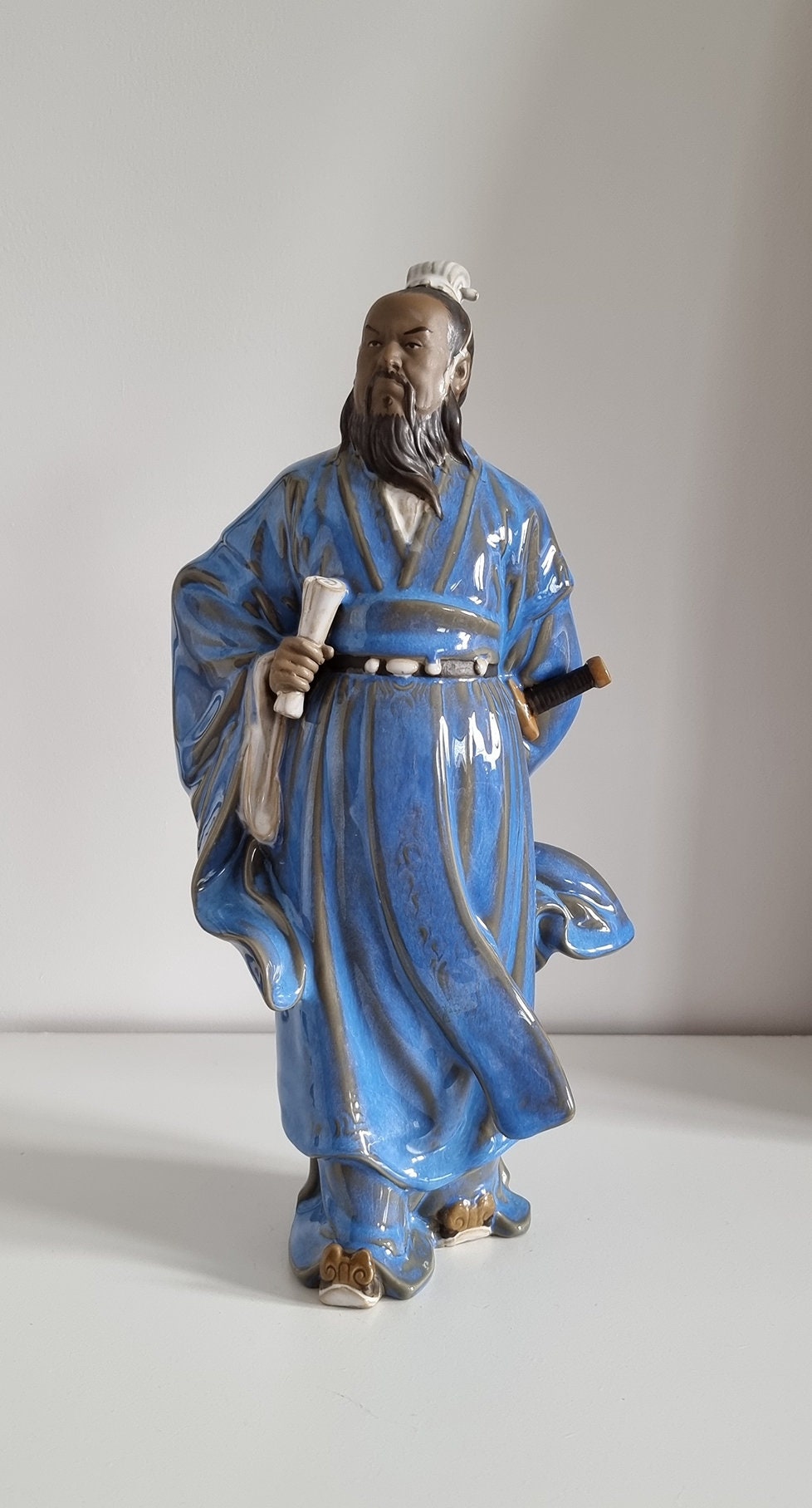 Vintage Three Kingdoms Period Cao Cao Pottery Statue