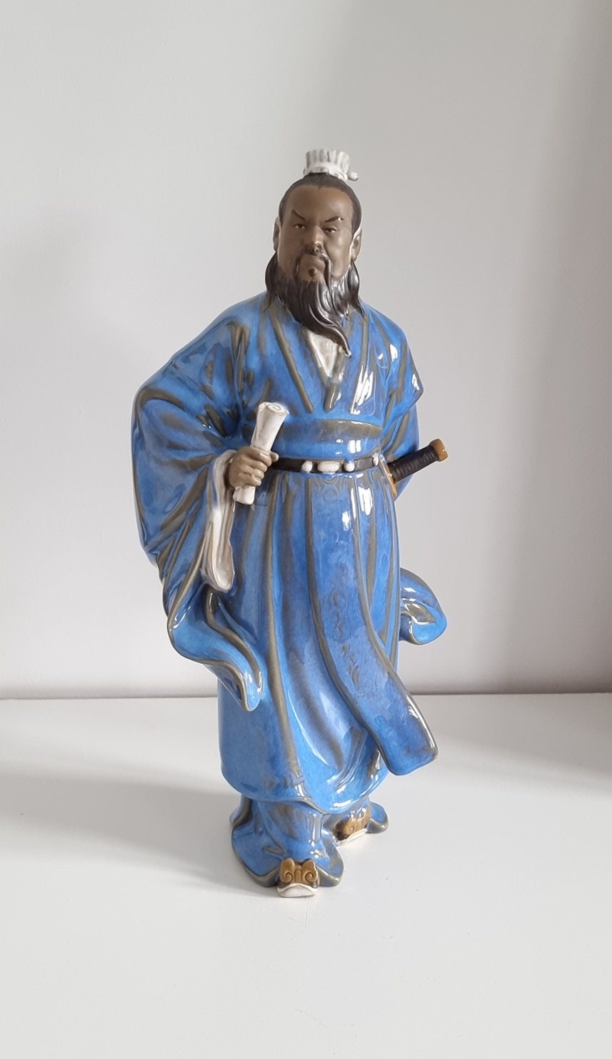 Vintage Three Kingdoms Period Cao Cao Pottery Statue