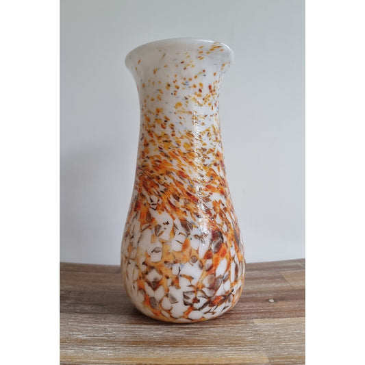 Retro Vintage Speckled Milk Glass Vase