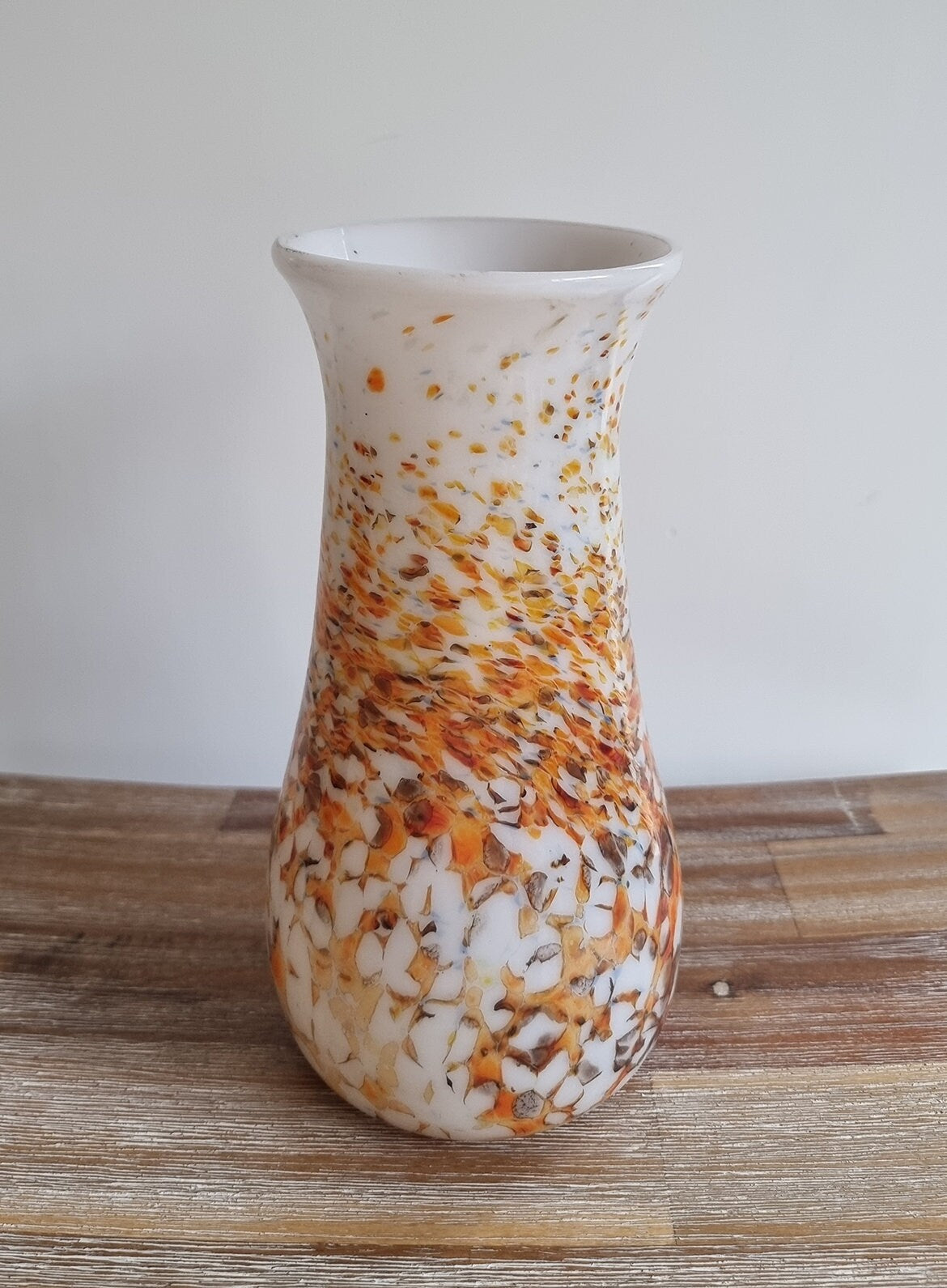 Retro Vintage Speckled Milk Glass Vase