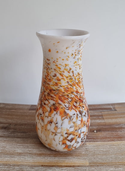 Retro Vintage Speckled Milk Glass Vase