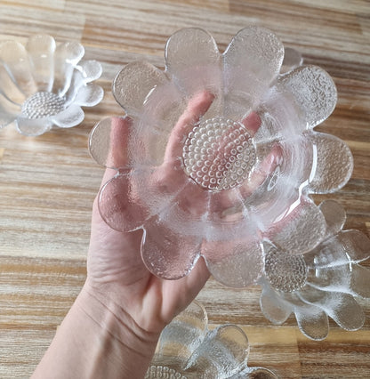 Set Of Five Vintage Dartington Daisy Crystal Glass Serving Bowls By Frank Thrower