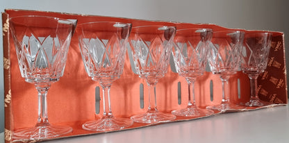 Vintage Set Of Six VMC Reims France Cut Crystal Aperitif Liqueur Sherry Port Glasses