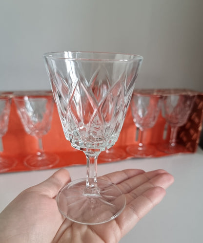 Vintage Set Of Six VMC Reims France Cut Crystal Aperitif Liqueur Sherry Port Glasses