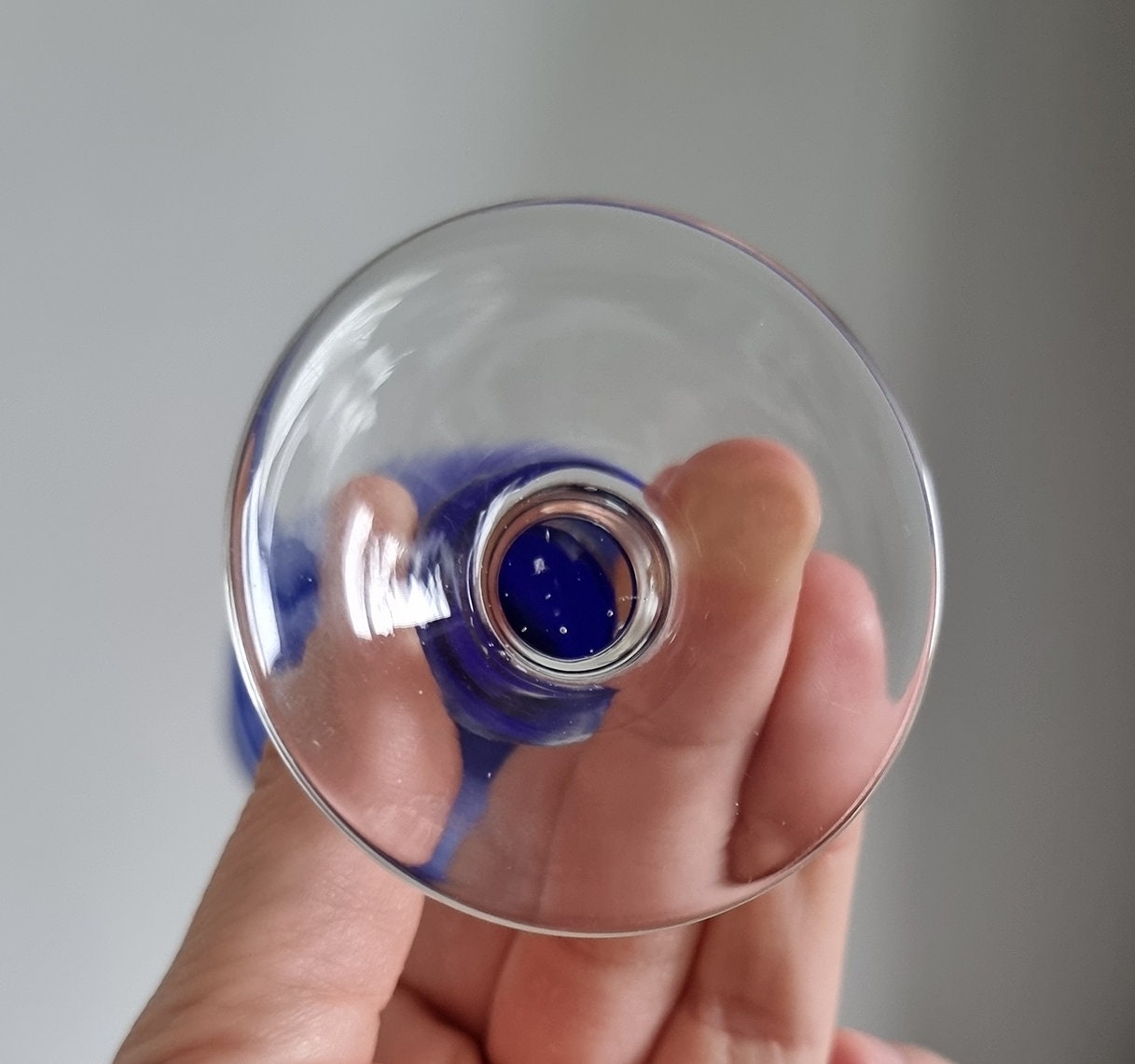 Small Vintage Footed Cased Glass Vase In Cobalt Blue