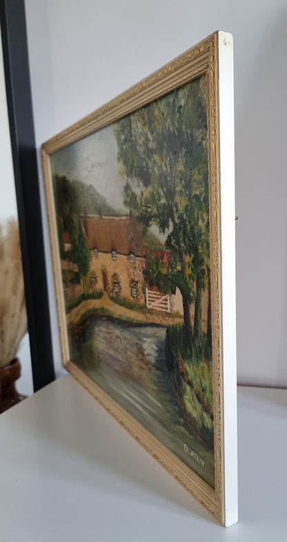 Mid-Century Vintage 'Thornton-Le-Dale' Landscape Oil Painting By D. Atkin