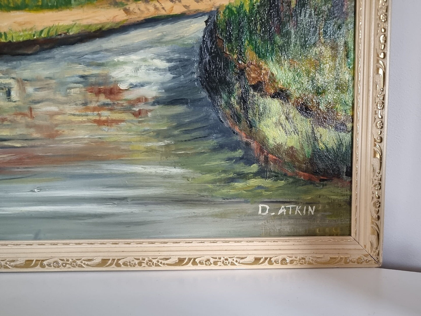 Mid-Century Vintage 'Thornton-Le-Dale' Landscape Oil Painting By D. Atkin