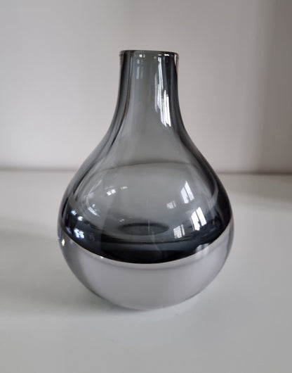 Nordic Style Glass Bud Vase | Smoked Grey Glass | Drop Shape Vase | Thick Glass Display Vase