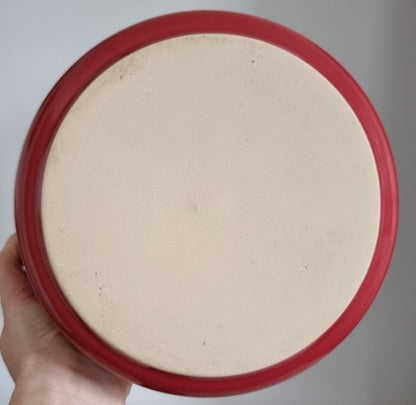 Retro Red & White Ceramic Lidded Casserole Dish