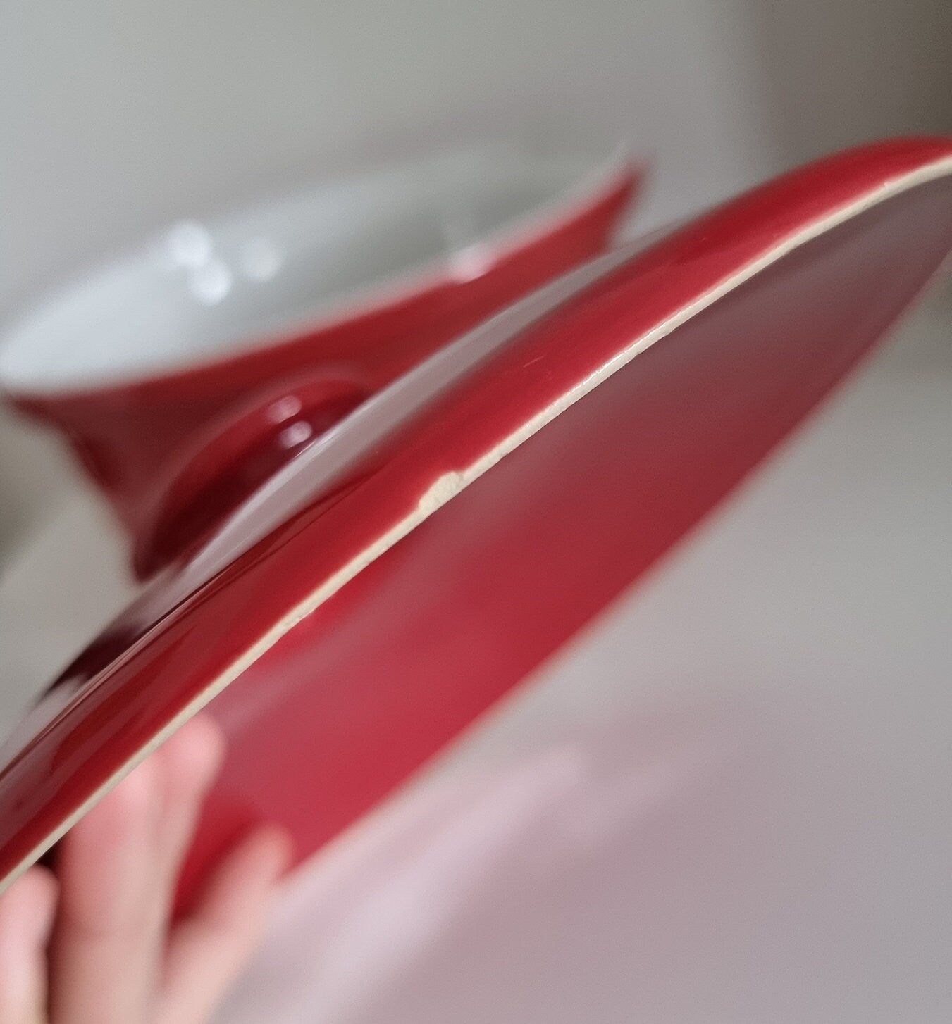 Retro Red & White Ceramic Lidded Casserole Dish