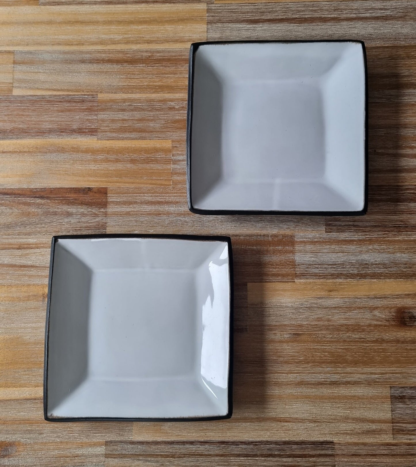 Pair Of Retro Studio Pottery Square Serving Plates/Dishes